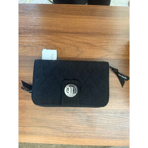 Women's Vera Bradley Black Quilted RFID Turnlock Wallet One Size